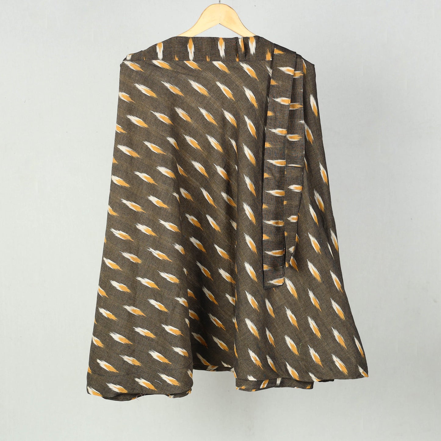 Brown Wrap Around Cotton Pochampally Ikat Skirt 
