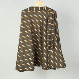 Brown Wrap Around Cotton Pochampally Ikat Skirt 