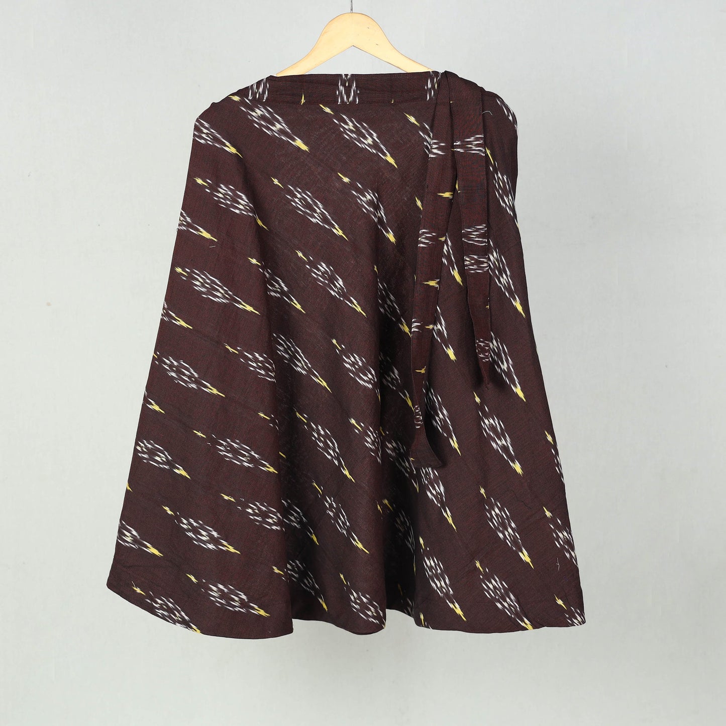 Brown Wrap Around Cotton Pochampally Ikat Skirt 