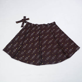 Brown Wrap Around Cotton Pochampally Ikat Skirt 
