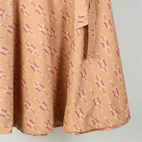 Brown Wrap Around Cotton Pochampally Ikat Skirt 