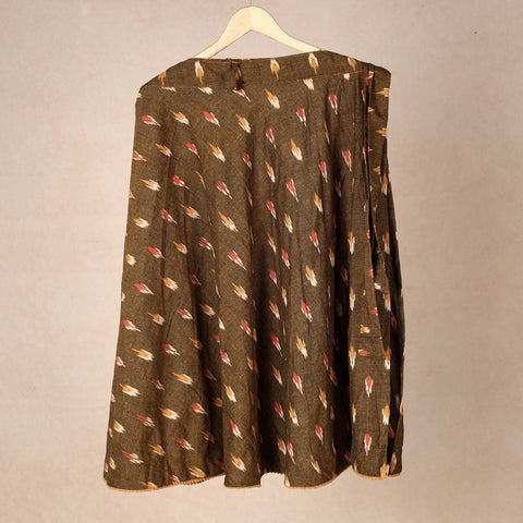 Brown Wrap Around Cotton Pochampally Ikat Skirt