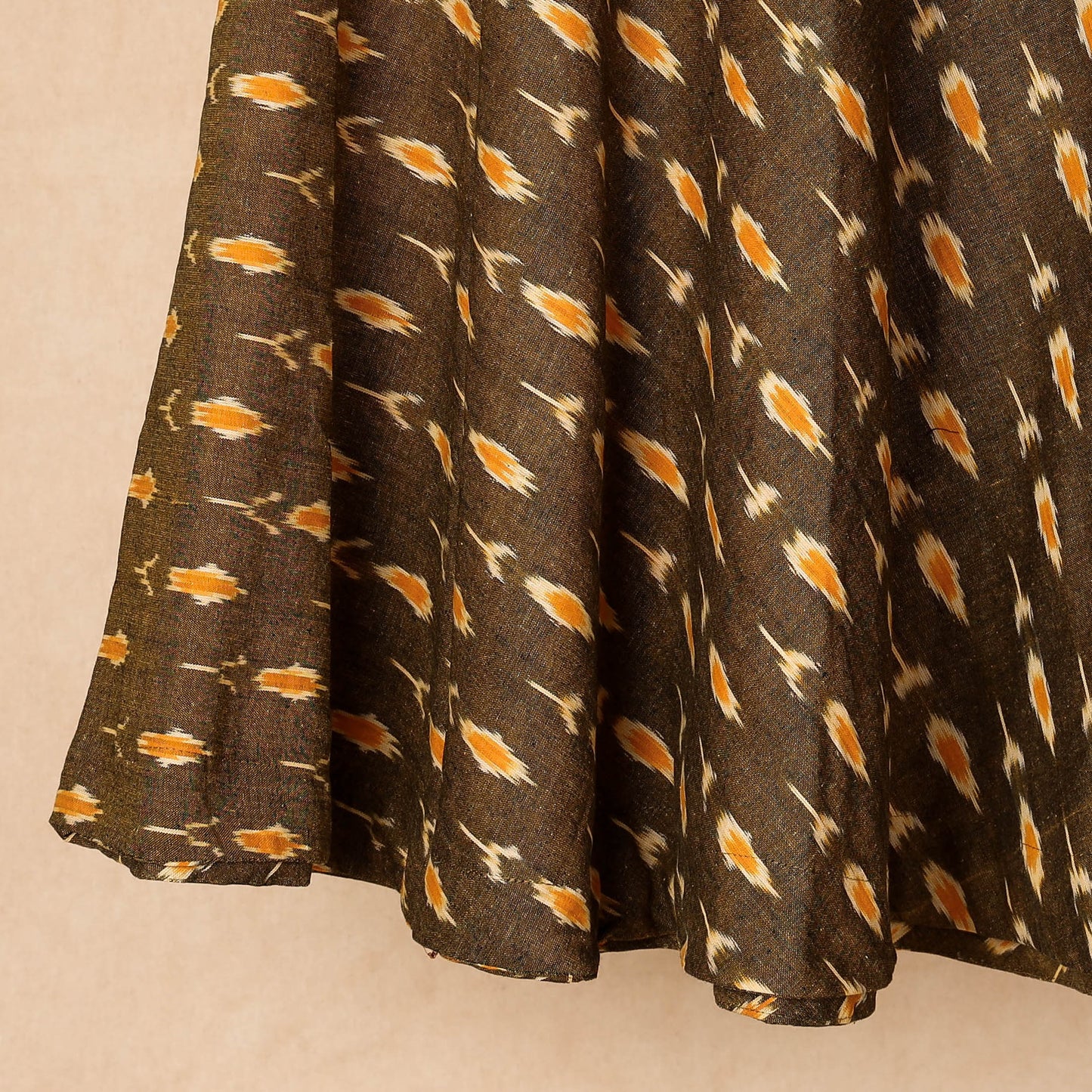 Brown Wrap Around Cotton Pochampally Ikat Skirt