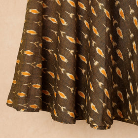 Brown Wrap Around Cotton Pochampally Ikat Skirt