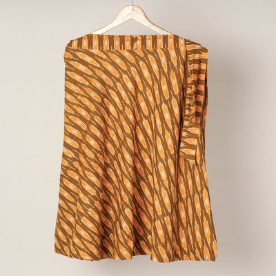 Brown Wrap Around Cotton Pochampally Ikat Skirt