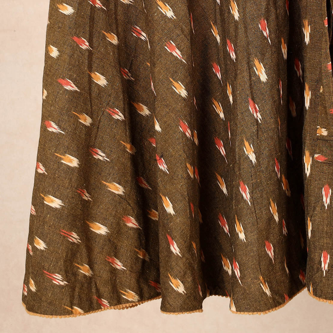 Brown Wrap Around Cotton Pochampally Ikat Skirt