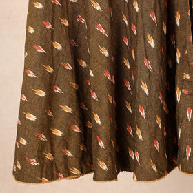 Brown Wrap Around Cotton Pochampally Ikat Skirt
