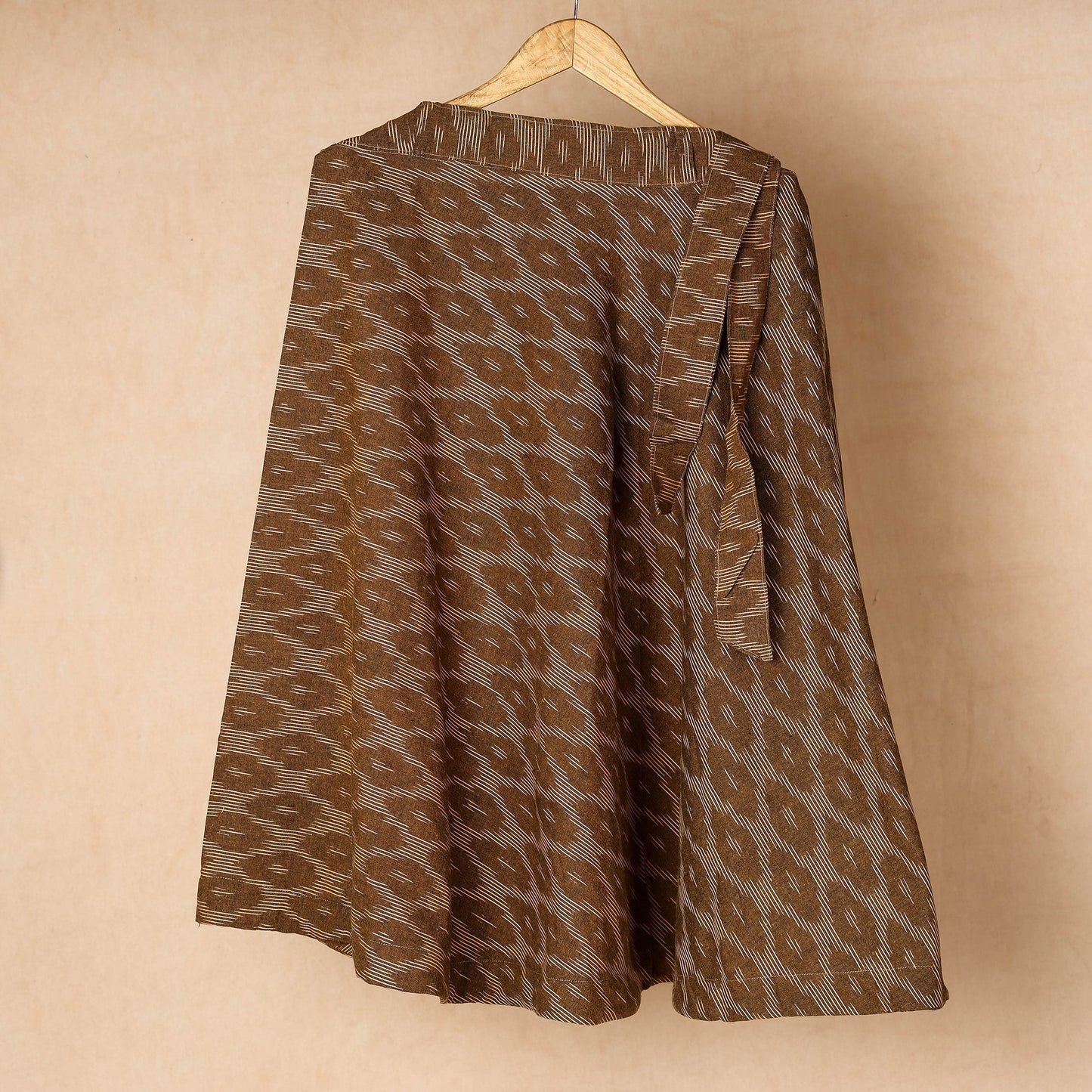 Brown Wrap Around Cotton Pochampally Ikat Skirt