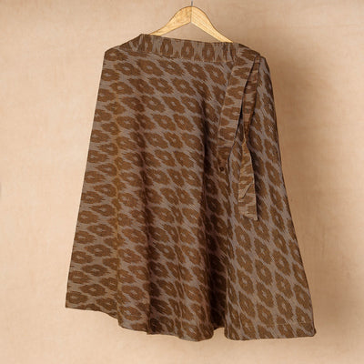 Brown Wrap Around Cotton Pochampally Ikat Skirt