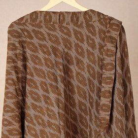 Brown Wrap Around Cotton Pochampally Ikat Skirt