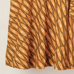 Brown Wrap Around Cotton Pochampally Ikat Skirt
