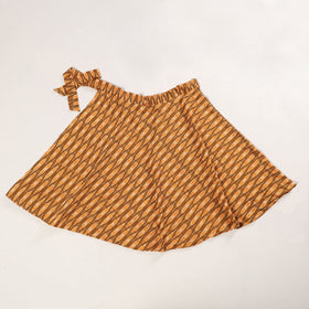 Brown Wrap Around Cotton Pochampally Ikat Skirt