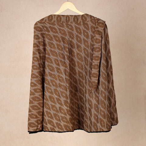Brown Wrap Around Cotton Pochampally Ikat Skirt