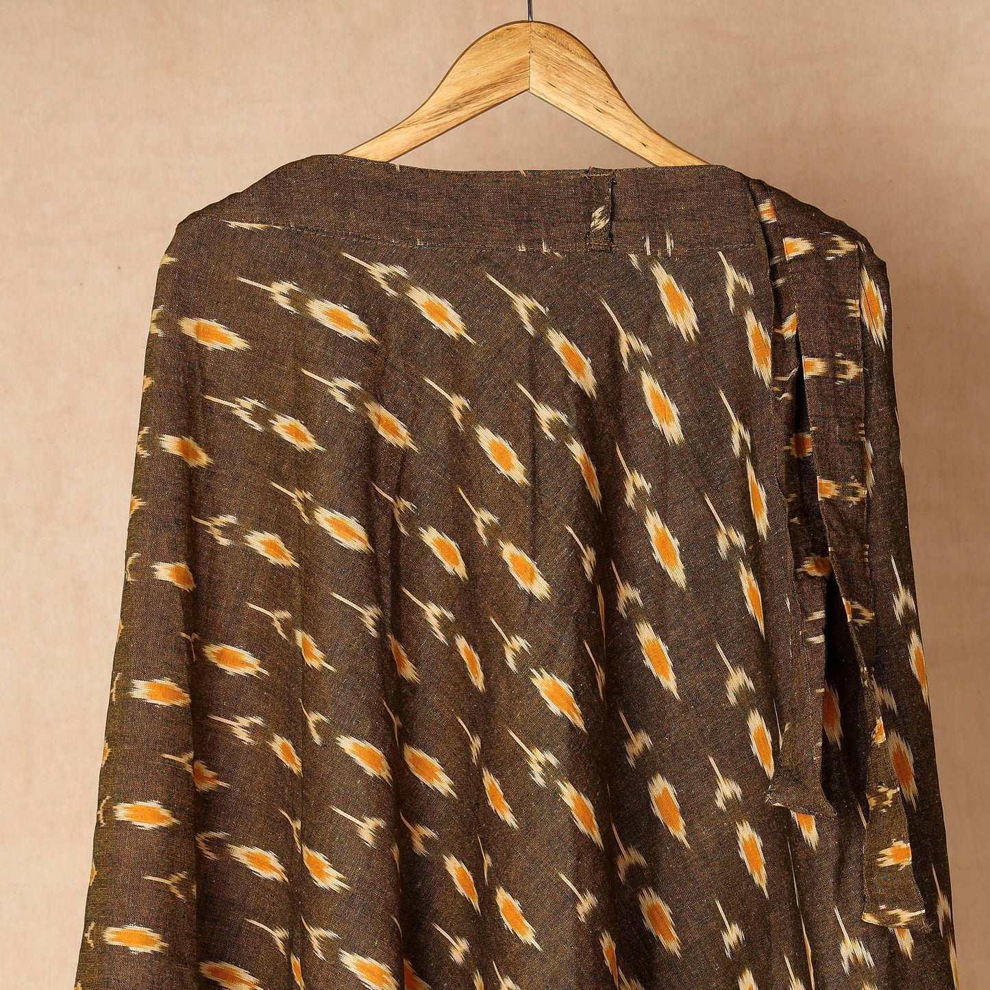 Brown Wrap Around Cotton Pochampally Ikat Skirt