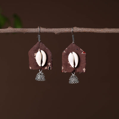 Brown - yasmin german silver fabart earrings - handcrafted