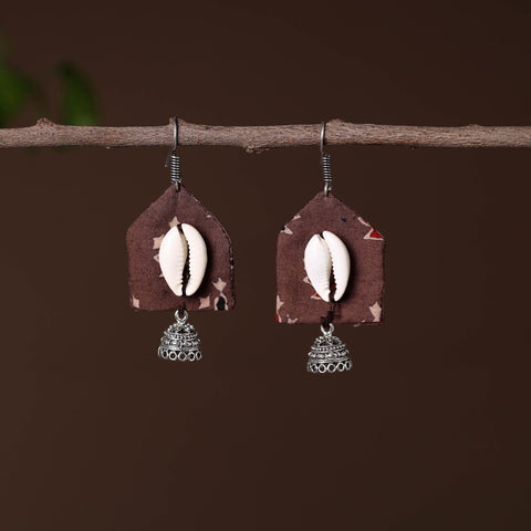 Brown - yasmin german silver fabart earrings - handcrafted