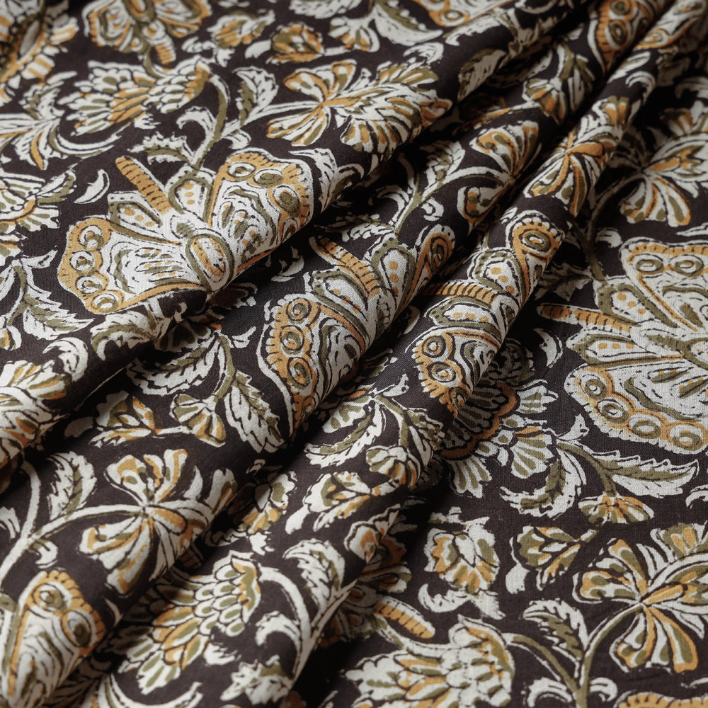 Brown Traditional Bagru Print Fabric from Rajasthan