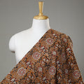 Brown Yellow with Gulbahar Block Printed Cotton Bagru Fabric