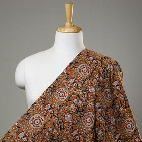 Brown Yellow with Gulbahar Block Printed Cotton Bagru Fabric