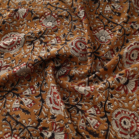 Brown Yellow with Gulbahar Block Printed Cotton Bagru Fabric