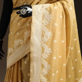 Yellow - silk cotton cutwork buti banarasi saree 54