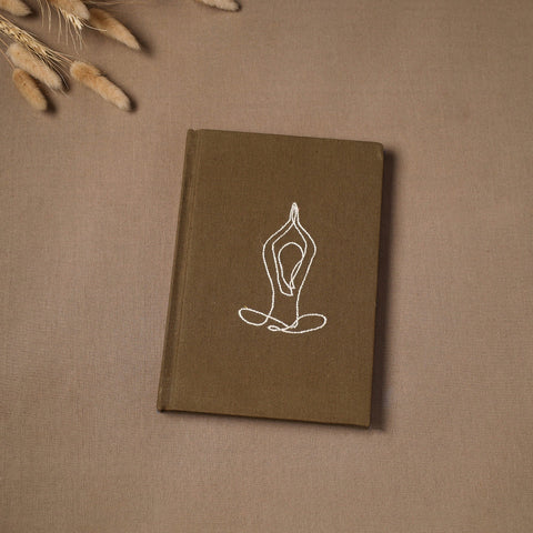 Yoga hand embroidered fabric cover handmade paper journal