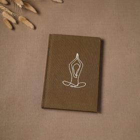 Yoga hand embroidered fabric cover handmade paper journal