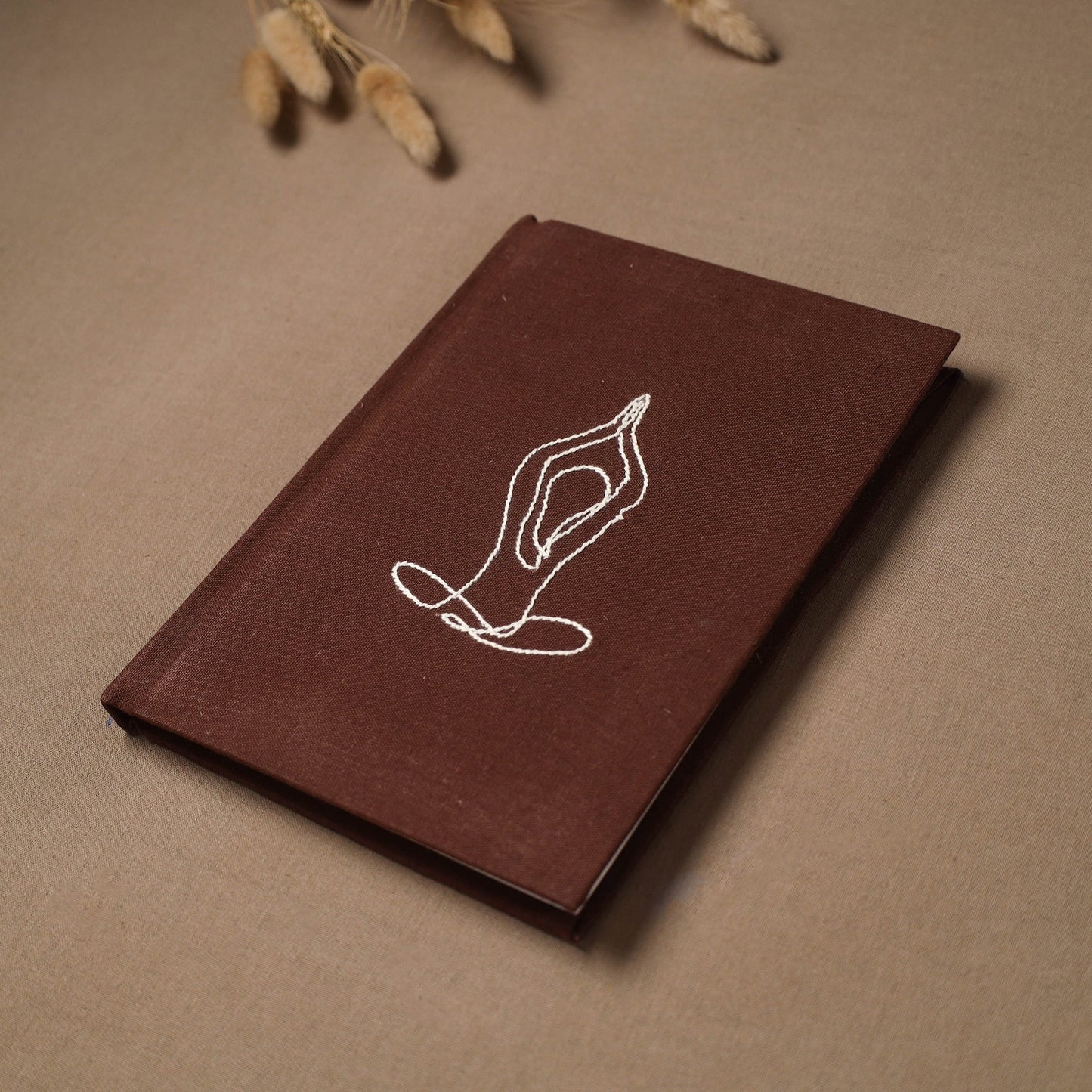 Yoga hand embroidered fabric cover handmade paper journal