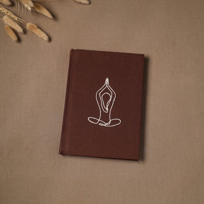 Yoga hand embroidered fabric cover handmade paper journal