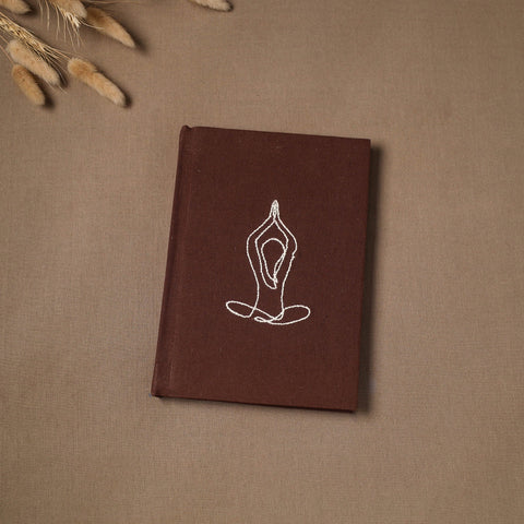 Yoga hand embroidered fabric cover handmade paper journal