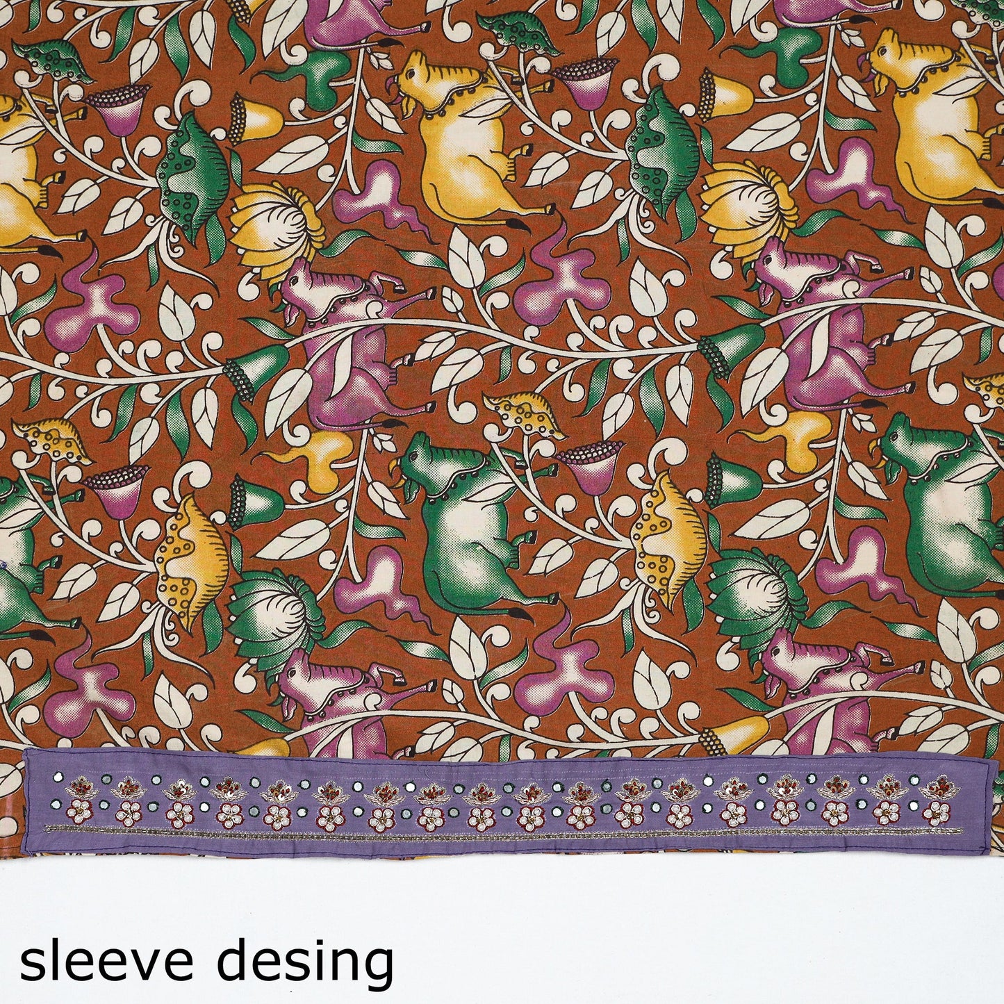 Brown - zardozi hand embroidered kalamkari cotton blouse