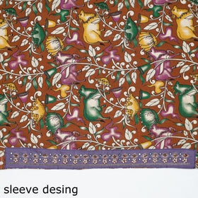 Brown - zardozi hand embroidered kalamkari cotton blouse