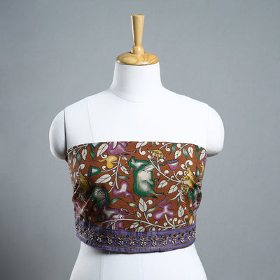 Brown - zardozi hand embroidered kalamkari cotton blouse