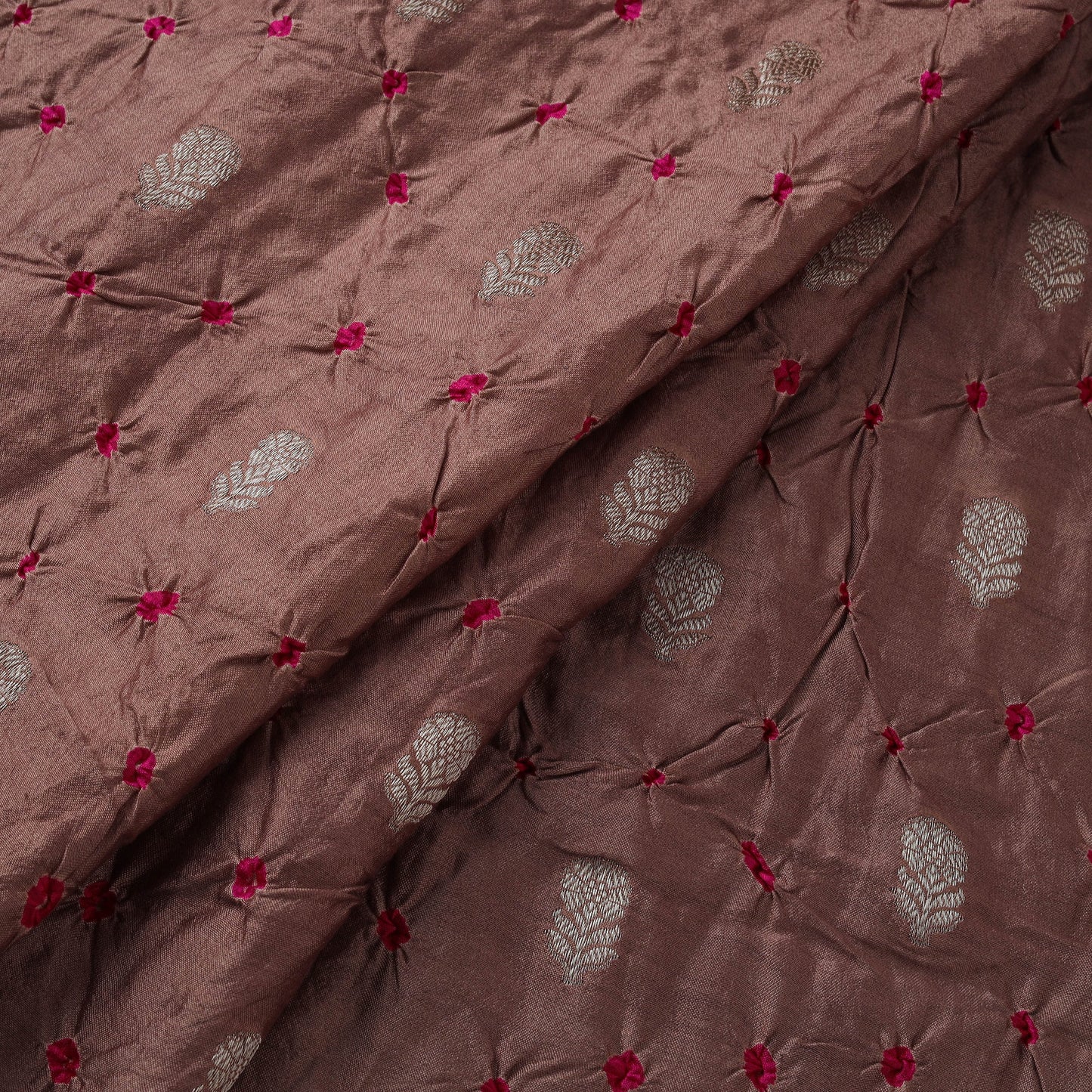 Zari buti silk tie-dye bandhani fabric 14 - handcrafted