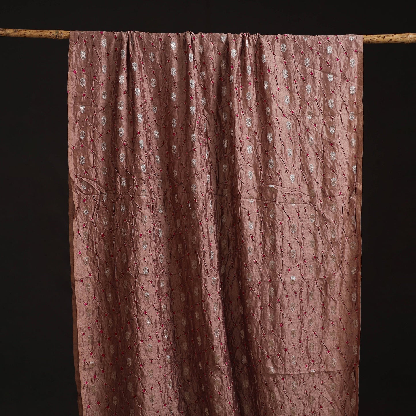 Zari buti silk tie-dye bandhani fabric 14 - handcrafted