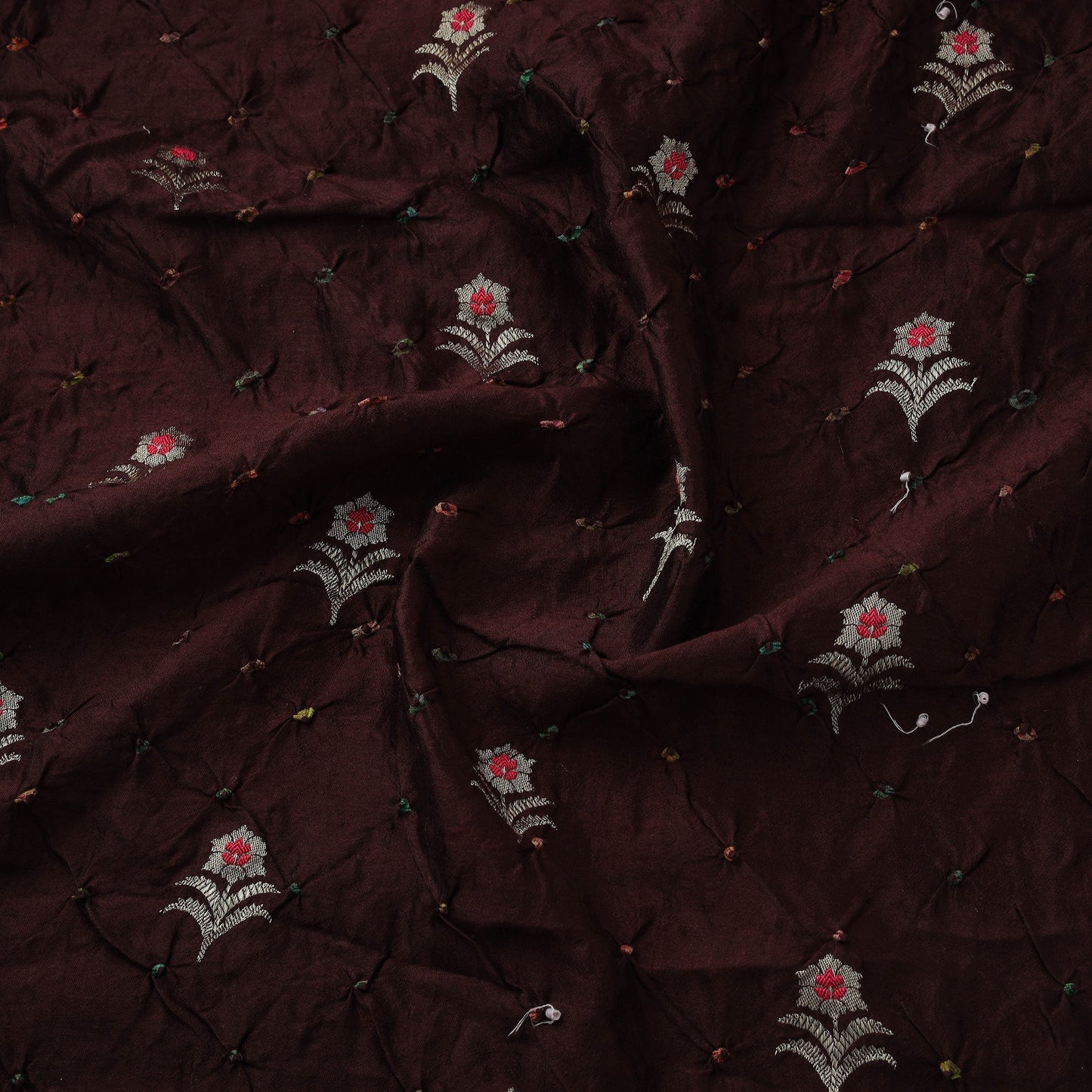 Zari buti silk tie-dye bandhani fabric 31 - handcrafted