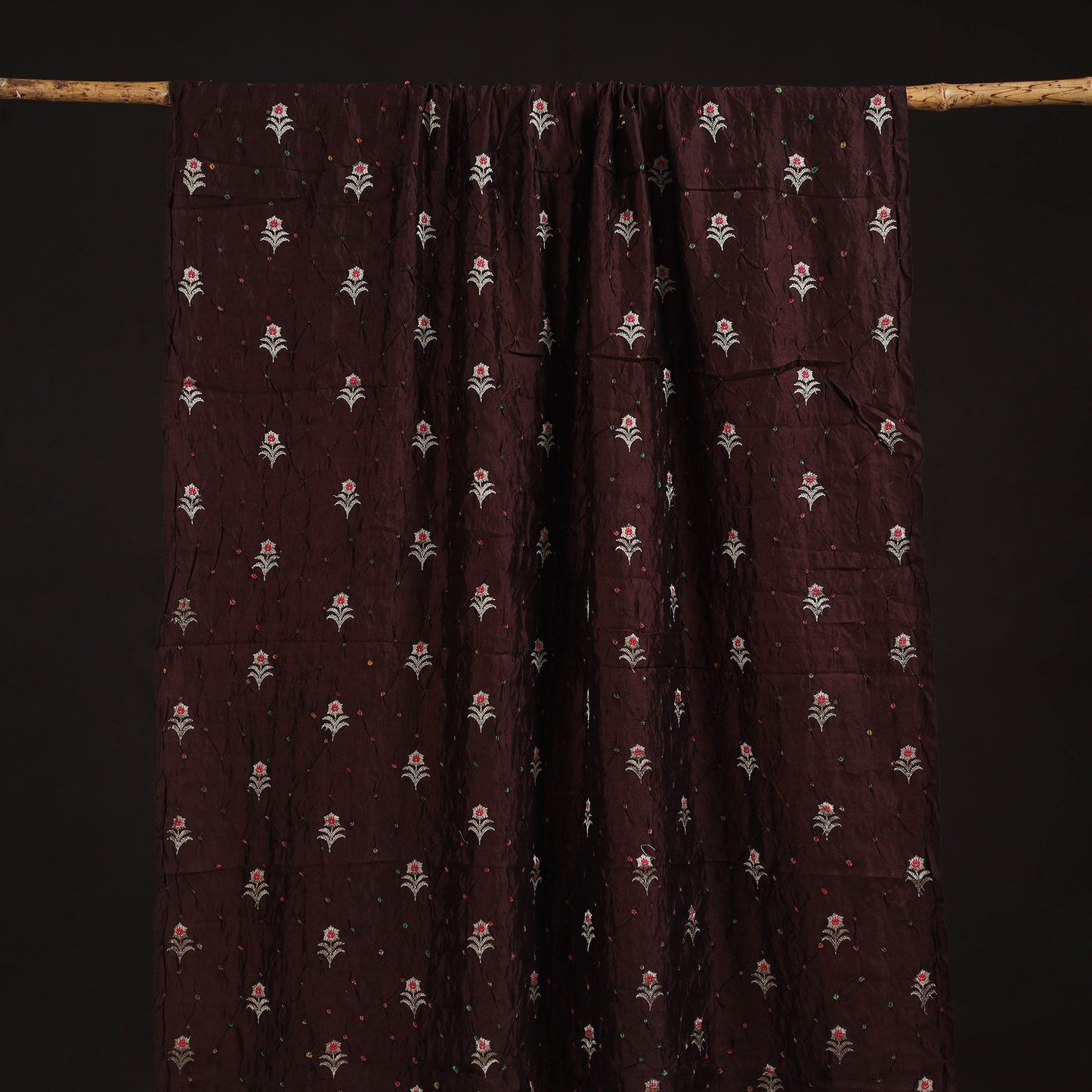 Zari buti silk tie-dye bandhani fabric 31 - handcrafted