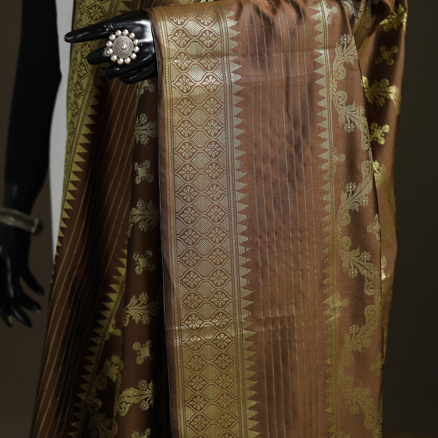 Zari work banarasi silk dupatta 05 - handcrafted