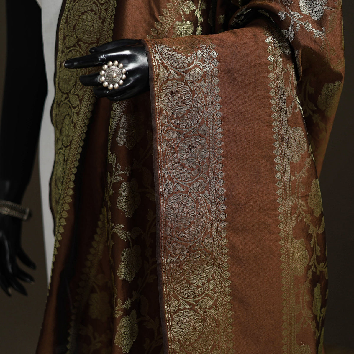 Zari work banarasi silk dupatta 16 - handcrafted