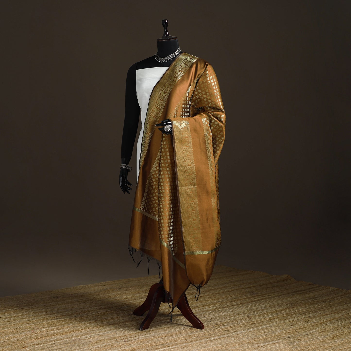 Zari work banarasi silk dupatta 31 - handcrafted