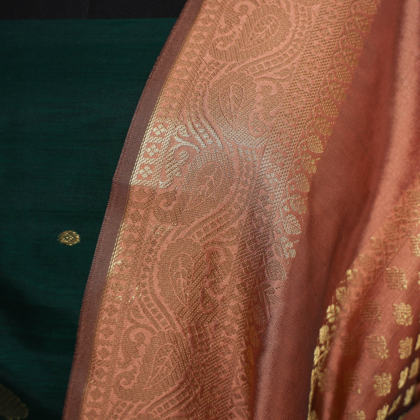 Brown - zari work banarasi silk dupatta 31 - handcrafted