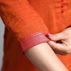 Burnt orange dharwad cotton long kurta - handcrafted