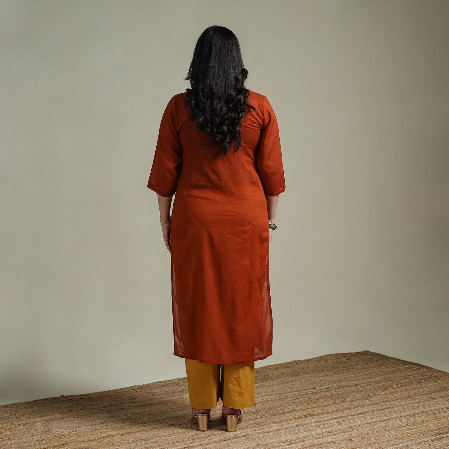 Mulmalai cotton plain dyed straight kurta 01 - handcrafted