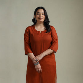 Mulmalai cotton plain dyed straight kurta 01 - handcrafted