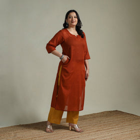 Mulmalai cotton plain dyed straight kurta 01 - handcrafted