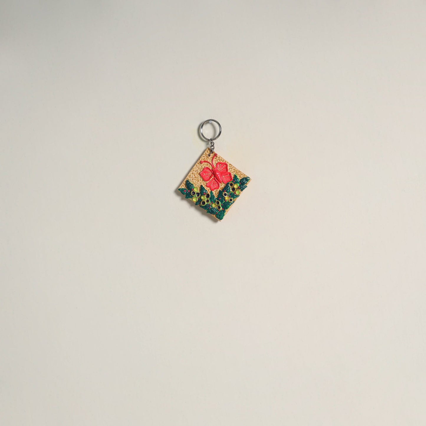 Butterfly - handpainted clay art keychain 20 - handcrafted
