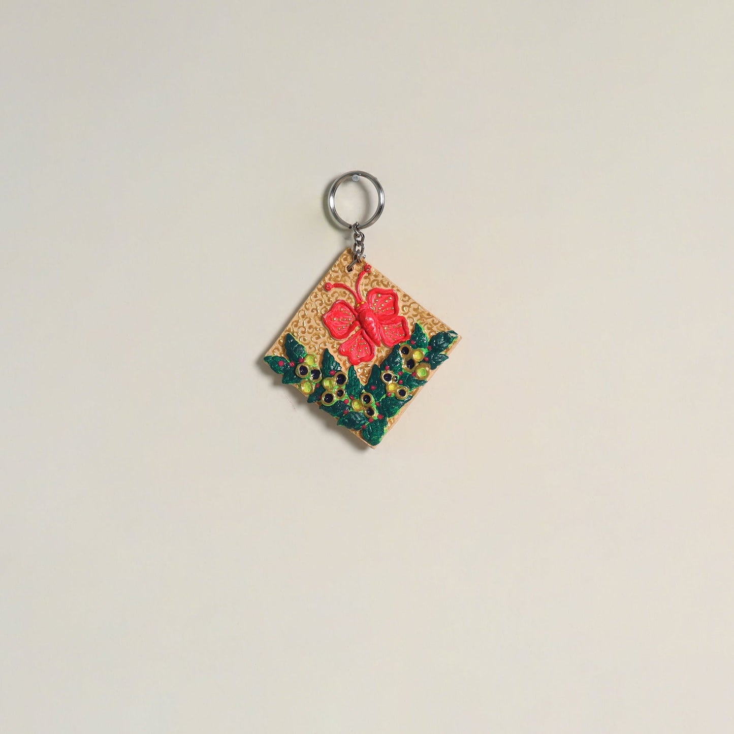 Butterfly - handpainted clay art keychain 20 - handcrafted