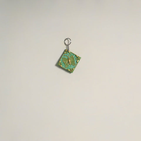 Butterfly - handpainted clay art keychain 25 - handcrafted