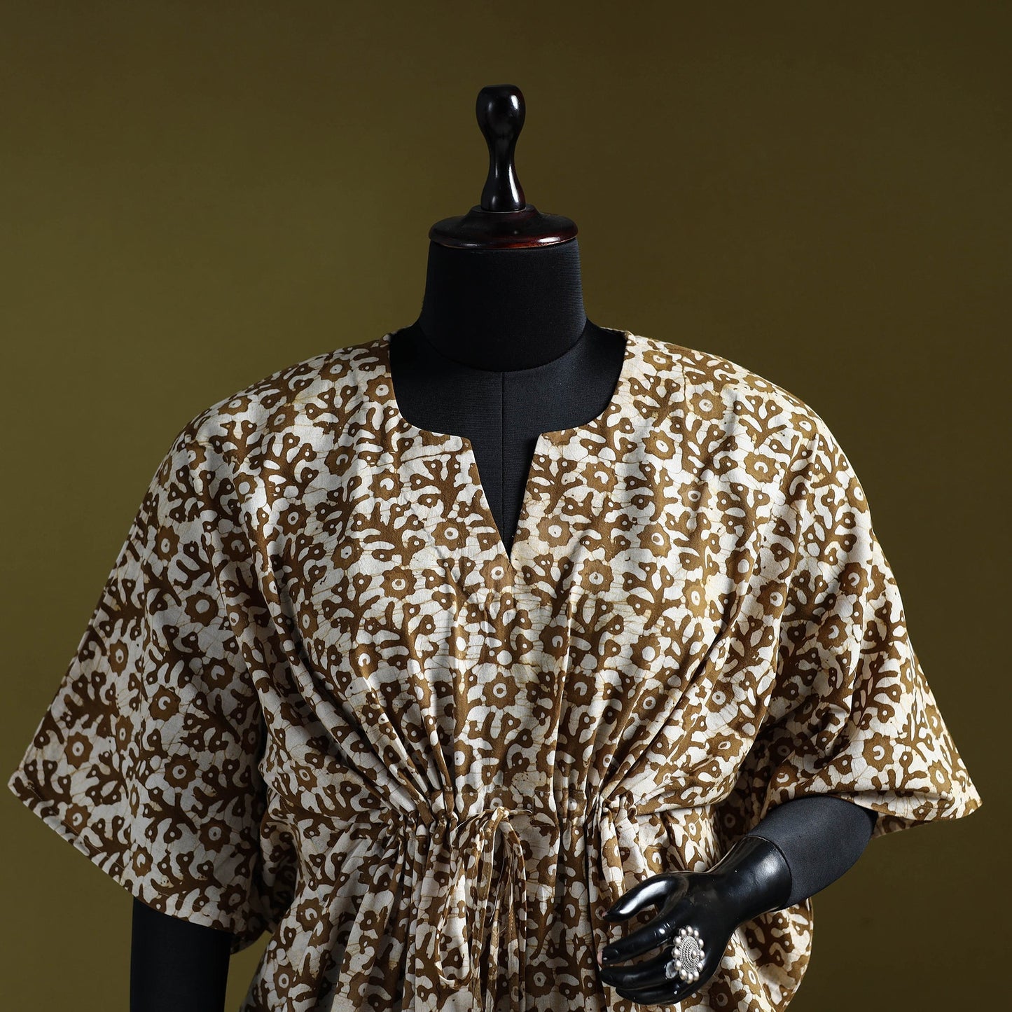 Hand batik cotton short kaftan 12 - handcrafted