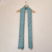 Sky Blue Multicolor Handwoven Merino Wool Stole